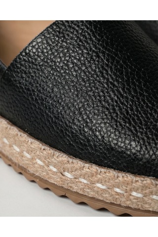 Futsishoes Lucıa Siyah Hakiki Deri Dikiş Detaylı Kadın Espadril