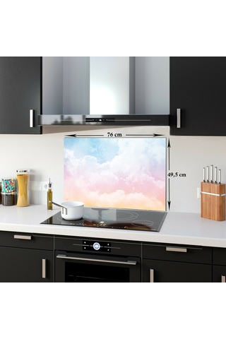 Decorıta Cam Ocak Arkası Koruyucu | Renkli Bulutlar