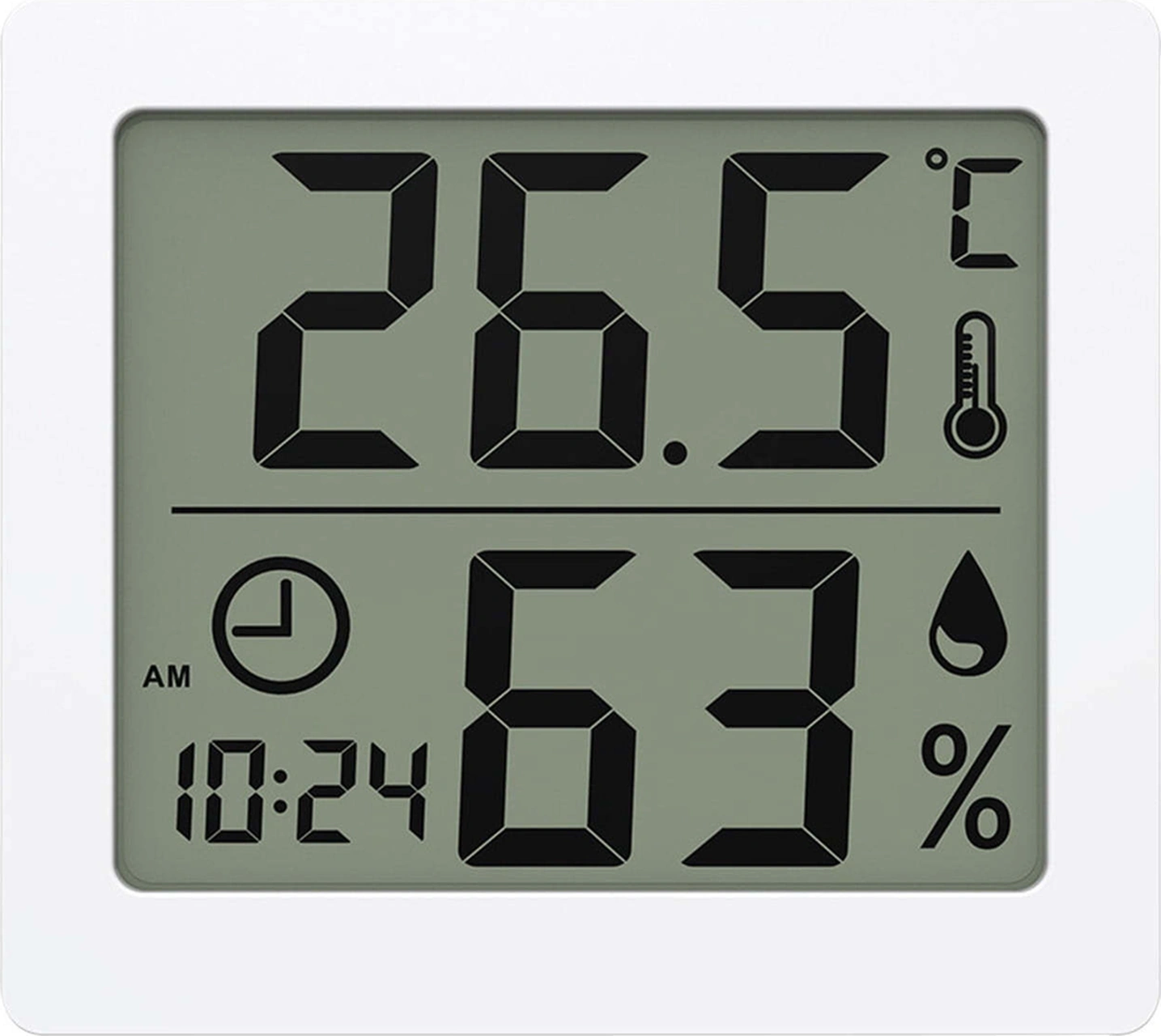 Konesam Ev İçi Dijital Sıcaklık Ve Nem Ölçer, Bebek Odası İçin Klimatik İzleme Sensörü, Beyaz, Kolay Kurulum