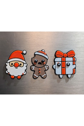 Zencefilli Kurabiye Adam Gingerbread Hediye Paketi Noel Baba Figürlü Yılbaşı Buzdolabı Magneti