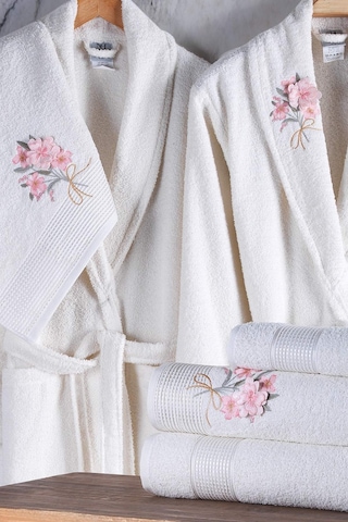 Newhome Mimoza2 6 Parça Kutulu %100 Pamuk Aile Bornoz Seti Krem/krem Karışık