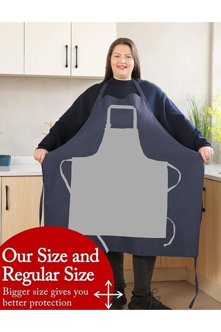 Fastbuy Kadınlar İçin Cepli Büyük Beden Önlük, Dayanıklı Uzun Ayarlanabilir Gece Yarısı Mavisi Diğer