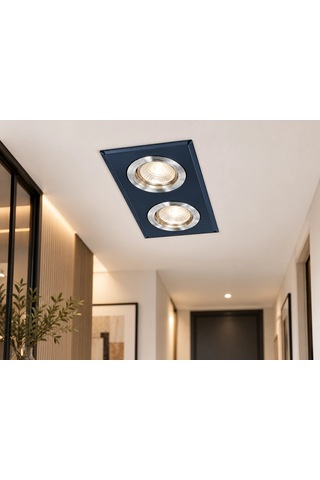 İkili Kare Cam Spot Lamba - 4000k Led Çerçeveli Gu10 Duy Kristal Tavan Aydınlatması Bx-316735 Diğer