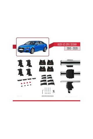 Audi A3/s3 8v Sedan 2013-2020 Arası İle Uyumlu Ace-4 Ara Atkı Tavan Barı Gri