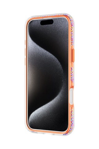 Apple iPhone 16 Pro Max Kılıf Magsafe Uyumlu Raptic Airjoy Serisi Boncuk Tasarımlı Şeffaf Kapak Turuncu