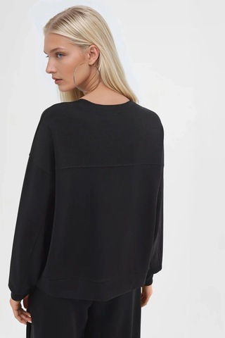 Hiccup Busem Rahat Kesim Bisiklet Yaka Modal Sweatshirt Siyah