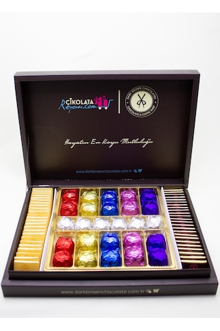 Dark Brown Hediyelik Çikolata 25 Sargılı  40 Madlen Gerçek El Yapımı Çikolatalar