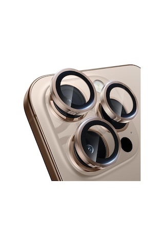 Wsken İphone 16 Pro/iphone 16 Pro Max Kamera Lens Koruyucu Çekimi Koruyun Kırılmaz Ultra Hd 9h Temperli Cam Kamera Ekran Koruyucu Metal Halka Kapak Filmi, Doğal Titanyum