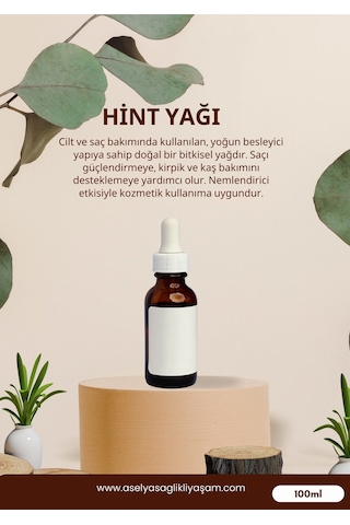 Hint Yağı 100 Ml Saf Doğal Bitkisel Bakım Yağı Saç, Kaş, Kirpik Ve Cilt Bakımı
