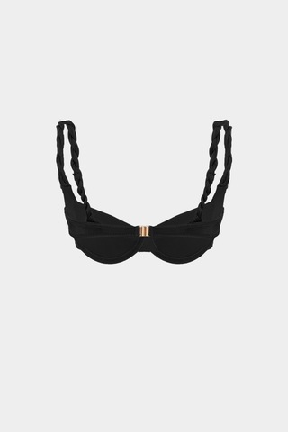 Açelyaokcu Premium Burgu Askı Detaylı Frıgg Fit Kadın Bikini Üstü Siyah