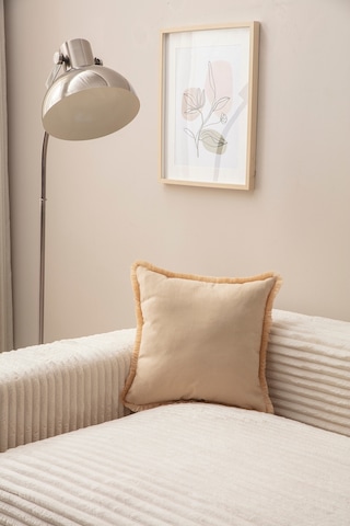 Swita Home Saçaklı Tek Renk 43x43 Kırlent Kılıfı Bej