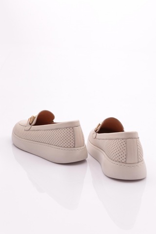 Dgn 422 Kadin Tokali Lazerli Loafer Ayakkabi 422-1567-R0463 Ekru