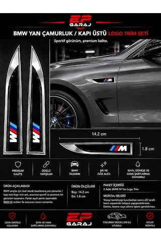 Bmw M Yan Çamurluk / Kapı Üstü Logo Trim Seti Premium Tasarım