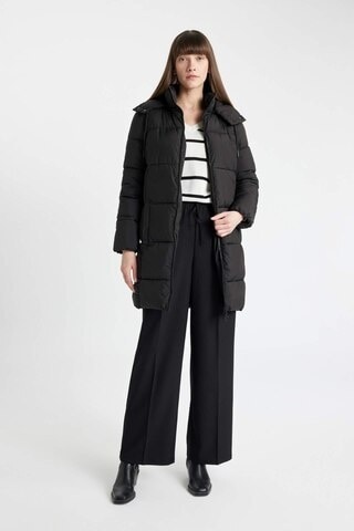 Defacto Su İtici Regular Kalıp Çıkarılabilir Kapüşonlu Puffer Şişme Uzun Mont Parka A1315ax24wnbk27 Siyah