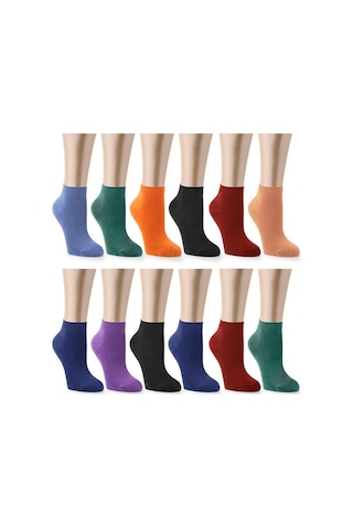 Ozzy Socks Bambu Dikişsiz Kadın Patik Çorap 12 Çift Çok Renkli