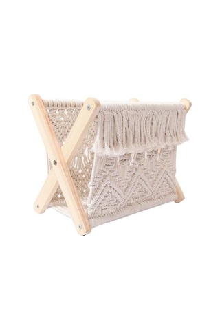 Nordic Pamuk Dokuma Depolama Sepeti Boho Makrome Magazin Raf Masaüstü Kitap Raf Dekoratif Raflar