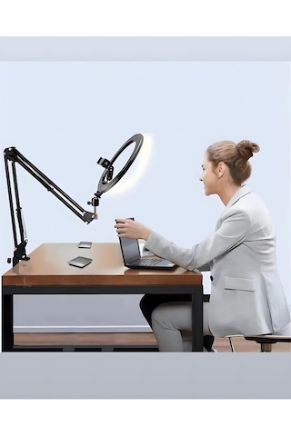 10 İnç Ring Light Masaüstü Kelepçeli Kol / 3 Işık Modu, 10 Parlaklık Seviyesi, Usb Güçlü Led Canlı Yayın Iş