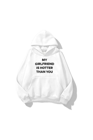 Startmore Unisex My Girlfriend Sweatshirt Hoodie Beyaz Beyaz