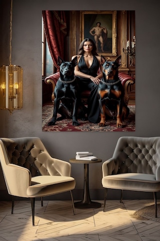 Model Kadın Ve Köpekler 1 Ev Duvar Salon Güzellik Salonu Ofis Dükkan Dekarasyon Kanvas Tablo