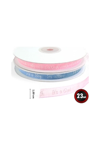 Organze Kurdele, Boy / Girl - 1,0 Cm X 23 Mt - Renk Seçenekli -