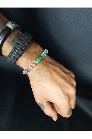 Mryart Şeffaf , Yeşil Cam Boncuk Ve Metal Boncuk Detaylı Bileklik