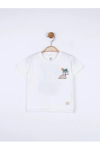 Nk Kids Erkek Bebek Desert Pamuklu Sırtı Baskılı Tshirt-15658 Ekru