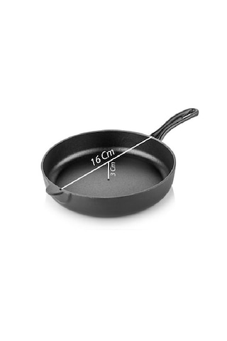 16cm Demir Döküm Saplı Tava Siyah