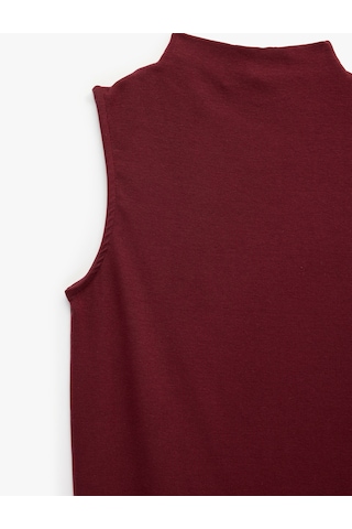 Koton Modal Kumaş Slim Fit Dik Yaka Kolsuz Tişört Bordo 7wak10090ek