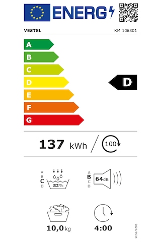 Vestel KM 106301 10 KG Isı Pompalı Çamaşır Kurutma Makinesi