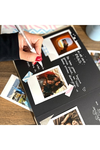 Yazılabilir Anı Defteri - 10 Polakart Fotoğraf Ve Beyaz Kalem Hediye - Sevgiliye Hediye