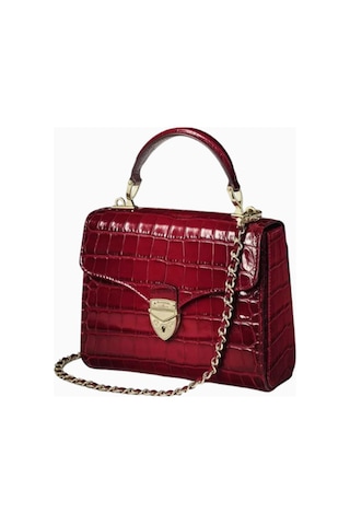 Aspinal Of London Midi Mayfair Kırmızı Ombré Croc Deri Top Sap Çanta Omuz Çantası Koyu Kırmızı