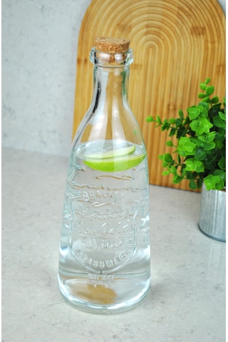 Mantar Kapaklı Cam Şişe Sürahi / Karaf 1,3 Lt Buzdolabı Kapak Ra