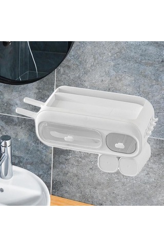 Suntek Banyo Organizatörü 6'sı 1 Arada Tuvalet Yatak Beyaz