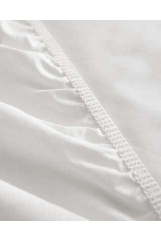 Manon Çift Kişilik %100 Pamuk Ranforce Lastikli Çarşaf - Beyaz Beyaz