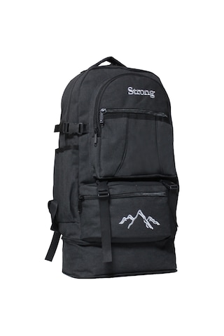 Unisex Körüklü Kanvas Kumaş Laptop Bölmeli Outdoor Sırt Çantası Dağcı Sırt Çantası Escp02 Siyah Siyah