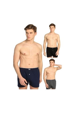 Erkek Karışık Renk Boxer Siyah Renk Ribana Atlet 6'lı Paket Antrasit