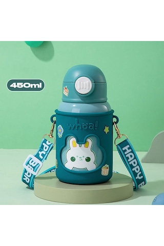 Alibee 316 Paslanmaz Çelik Çizgi Kahramanlı Çocuk Termos 450 ML Yeşil