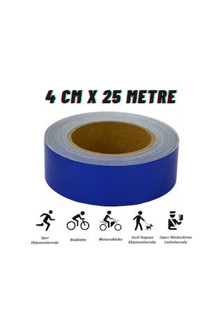 Carub Reflektif Fosforlu Şerit Bant 4 Cm X 25 Metre Mavi İkaz Bandı BR2405304