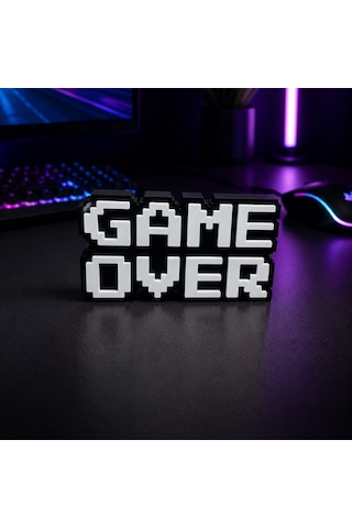 Oyuncu Odası Game Over Biblo, Gamer Masa Üstü Süs, 3d Baskı Dekoratif Obje