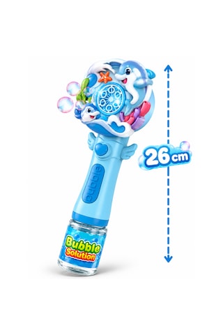 Oyuncak Işıklı Tam Otomatik Köpük Makinesi 26 Cm 4 Pilli Baloncuk Oyuncağı Köpük Sıvılı 3 Renk Mavi