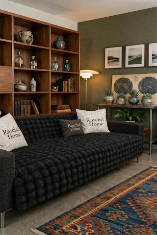 Raschel Home Bubble Peluş Koyu Gri Koltuk Örtüsü 165x205 Cm Krem Yıkanabilir Çekyat Örtüsü - Koltuk Örtüsü Gri
