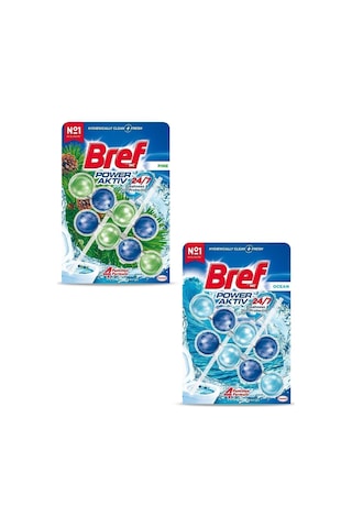 Bref Wc Power Aktiv Duopack Katı Tuvalet Bloğu 1 Çam 1 Okyanus, 2 X 2'Li Paket