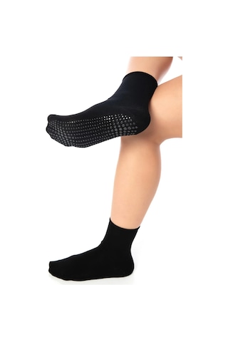 Bambu Kaydırmaz Taban Silikonlu Hac Umre Tavaf Hamile Diyabet Pilates Yoga Lastiksiz Siyah Çorap Renkli