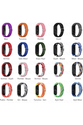 Xiaomi Mi Band 5 Kordon Örgü Loop Kayış Metal Tokalı Bileklik
