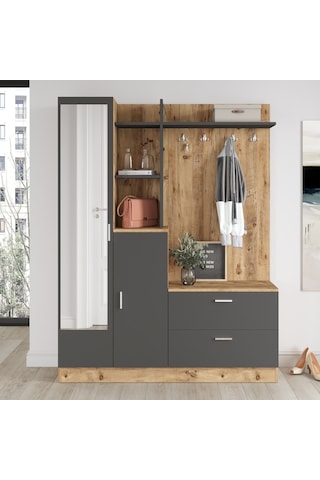 Robinhome Robin Home Bella Aynalı Raflı Vestiyer Ayakkabılık Portmanto Antr