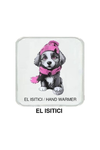 Kırmızı Bereli Köpek Cep Sobası,el Isıtıcı,sıcak Su Torbası Pvc 10x9,5cm Beyaz