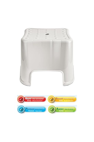 Flora Herkül Banyo Taburesi, Kaydırmaz Kauçuk Tabanlı 200 Kg Taşıma Kapasiteli Lüks Tabure Beyaz