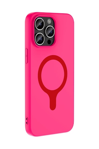 iPhone Uyumlu 14 Pro Max Kılıf M-safe Şarj Özellikli Klfs Aris Silikon Kapak - Koyu Pembe Çok Renkli