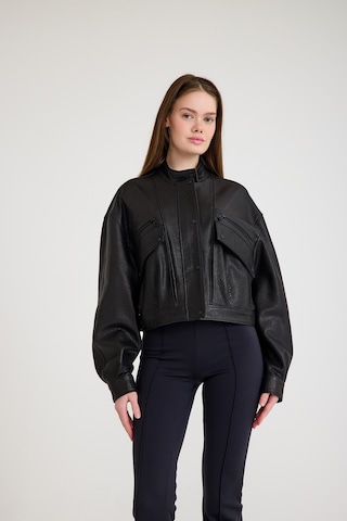 Oversize Bayan Deri Ceket Vb-24-bk-2797-24023 Siyah