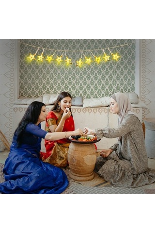 Pazly Yıldız Ve Şeklinde Ramazan Peri Pencere Partisi Parti Noel Led Işıklar Işık Hilal Dizisi Dekorasyonu Bayramı Ay Asılı 5ft 10led Tb